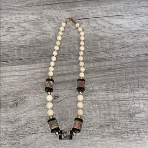 White Cream Beads & Colorful Cubes Necklace
